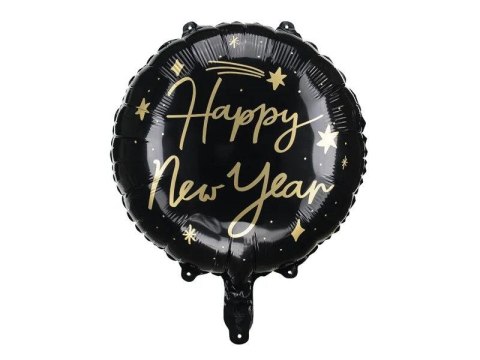 Partydeco Balon foliowy Partydeco Happy New Year, 45 cm, czarny 18cal (FB162)