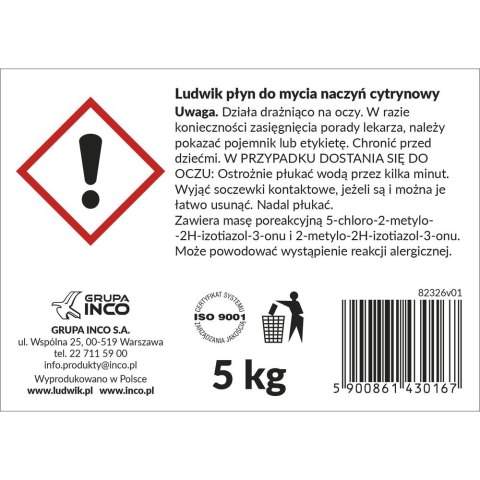 Ludwik Płyn do naczyń Ludwik płyn do naczyń cytrynowy 5000ml