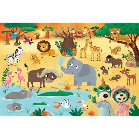 Trefl Puzzle Trefl Bobaski I Miś Super maxi Bobaski na safari 24 el. (41009)