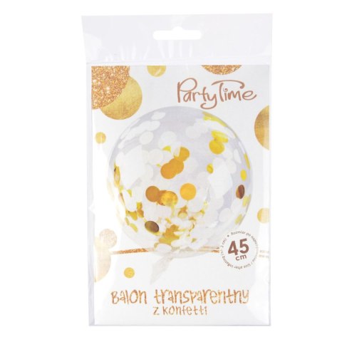 Arpex Balon gumowy Arpex Golden party konfetti złote transparentny 450mm (BLF0041ZLO)