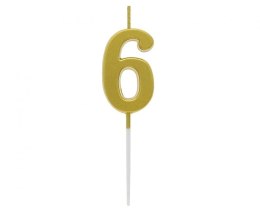 Godan Świeczka urodzinowa piker B&C cyferka 6, metaliczna złota, 9.5x2.3 cm Godan (BH-SPZ6)