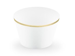 Partydeco Dekoracja Papilotki na muffinki Elegant Bliss w kolorze białym ze złotymi metalizowanymi brzegami wymiary po złożeniu ok. 4,8 x 