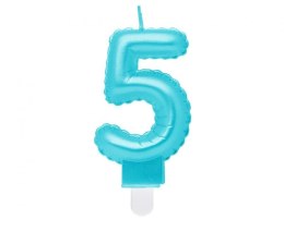 Godan Świeczka urodzinowa cyferka 5, perłowa jasnoniebieska, 7 cm Godan (SF-PJN5)