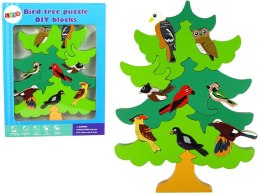 Lean Puzzle Lean Drewniane Drzewo Ptaki Leśne DIY Klocki Drewniane Puzzle Trójwymiarowa (10136)