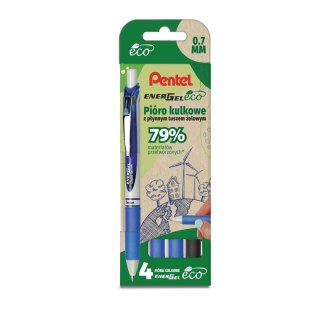 Pentel Pióro kulkowe Pentel ENERGEL KPL.4szt czarny i niebieski (BL77E-ST4ACCCPL)