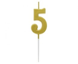 Godan Świeczka urodzinowa piker B&C cyferka 5, metaliczna złota, 9.5x2.3 cm Godan (BH-SPZ5)