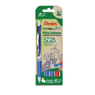 Pentel Pióro kulkowe Pentel ENERGEL KPL.4szt czarny i niebieski (BL77E-ST4BCCCPL)