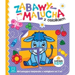 Aksjomat Książeczka edukacyjna Aksjomat Zabawy malucha z osiołkiem. Aktywizująca książeczka z naklejkami puzzlami