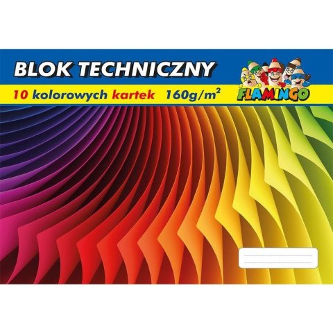 Flamingo Blok techniczny Flamingo kolorowy A3 10 kartek 170g/m?