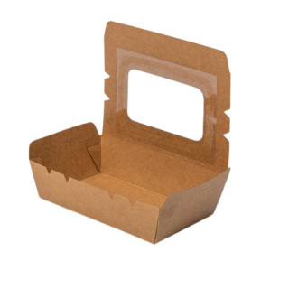 Pojemnik box papierowy kraft z oknem 1200 ml / 50 sztuk