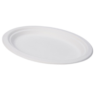 Talerz owalny z trzciny cukrowej 263 x 199 x 20mm / 50 sztuk
