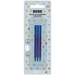 Bebe Wkład do długopisu Bebe wymazywalny 3szt 5902277331861, niebieski 0,7mm