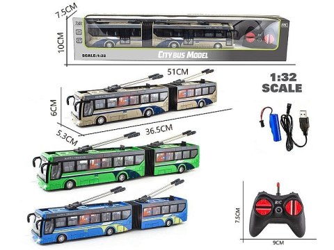 Adar Autobus trolejbus 1:32 na radio, 36,5x5,5x6cm, światło, 4 funkcje, ładowarka USB Adar (579248)