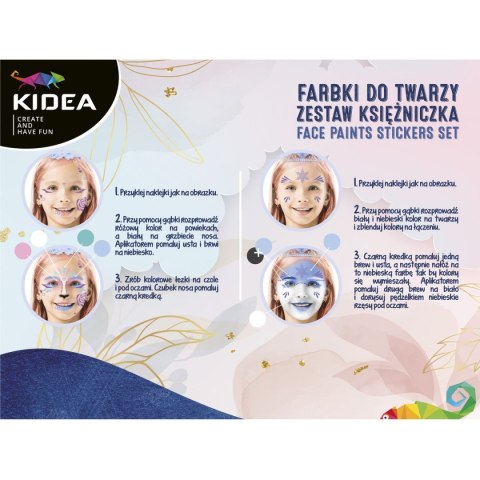 Kidea Farby do twarzy Kidea Zestaw Księżniczka z naklejkami (FDTZNKKA)