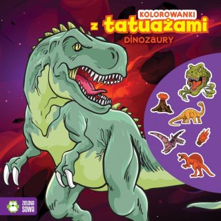 Zielona Sowa Kolorowanka Zielona Sowa z tatuażami. Dinozaury