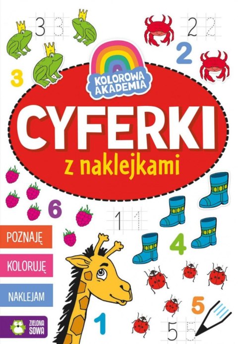 Zielona Sowa Książeczka edukacyjna Zielona Sowa Kolorowa Akademia. Cyferki z naklejkami