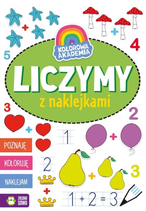 Zielona Sowa Książeczka edukacyjna Zielona Sowa Kolorowa Akademia. Liczymy z naklejkami