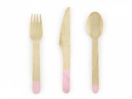 Partydeco Sztućce drewniane, jasny różowy, 16cm, 6 łyżek, 6 noży i 6 widelców Partydeco (SDR1-081J)