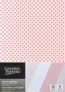 Galeria Papieru Papier ozdobny (wizytówkowy) metaliczne kropki różowy A4 różowy 200g Galeria Papieru (208931)