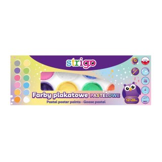 Strigo Farby plakatowe Strigo pastelowe 12k 5902315579606 kolor: mix 12 kolor. (z pędzelkiem)