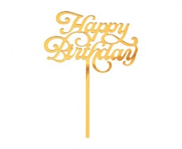Godan Dekoracja na tort akrylowa B&C na tort Happy Birthday, złota, 11x15 cm Godan (PF-DAHB)