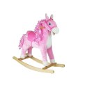 Lean Koń na biegunach Różowy z Lokami Dźwięki Rusza Pyskiem Ogonem 74 cm Lean (2255)