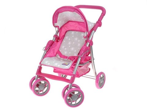 Adar Wózek spacerówka dla lalki, różowo szary Adar (548954)