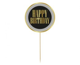 Godan Dekoracja na tort Party - Happy Birthday, czarna, paski, 10 cm Godan (RV-DTPC)