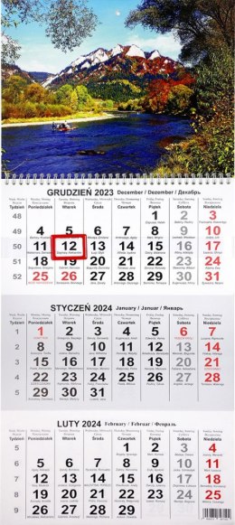 Beskidy Kalendarz ścienny Beskidy trójdzielny 715mm x 285mm (T1)
