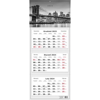 Interdruk Kalendarz ścienny 5902277338228 Interdruk 340x825 trójdzielny 340mm x 825mm (MIASTO)