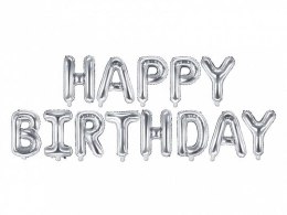 Partydeco Balon foliowy Partydeco napis Happy Birthday w kolorze srebrnym 14cal (FB6M-018)