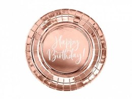 Partydeco Talerz jednorazowy Partydeco Happy Birthday!, różowe złoto śr. 180mm 6 szt (TPP75-019R)
