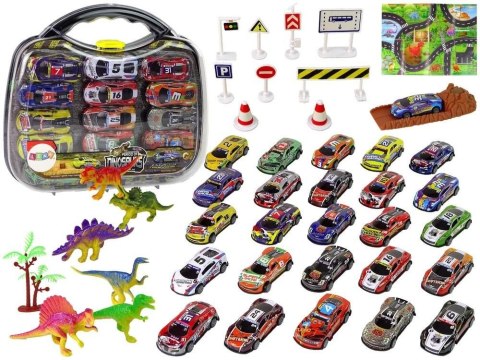 Lean Samochód Resoraki + dinozaury + akcesoria w walizce Lean (12244)