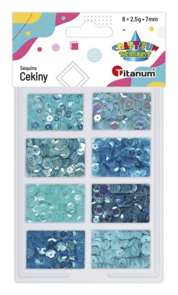 Titanum Cekiny Titanum Craft-Fun Series okrągłe zestaw 8 kolorów niebieskie (3G8P 160161)
