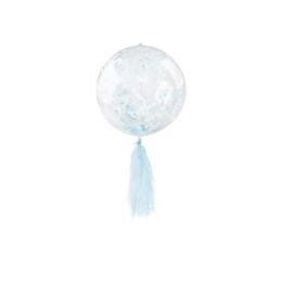 Arpex Balon gumowy Arpex pvc transparentny z niebieskim konfetti w środku i frędzlami transparentny 450mm (BLF5740)