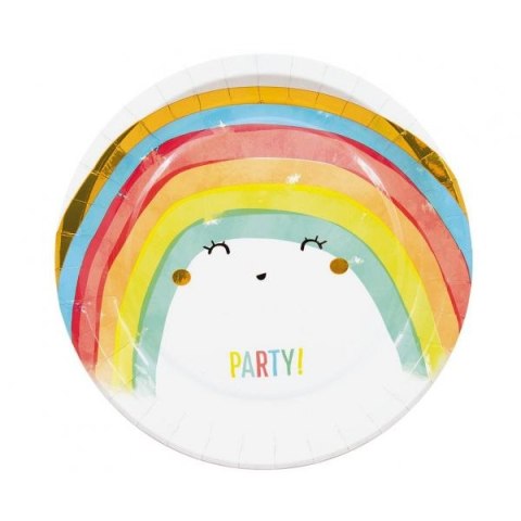 Godan Talerz jednorazowy Godan Rainbow Party papier śr. 230mm 8 szt (93561)