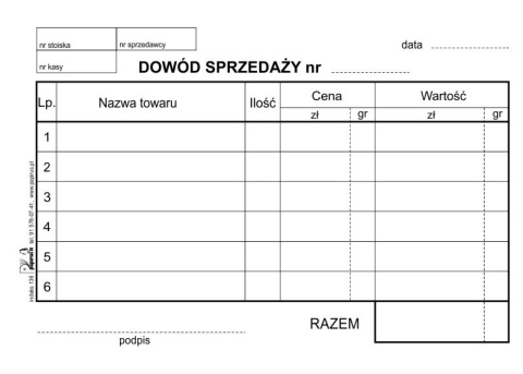 PAPIRUS II DRUK DOWÓD SPRZEDAŻY WIELOKOPIA A7 5SZT