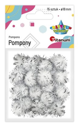 Titanum Pompony Titanum Craft-Fun Series brokatowe białe 15 szt (338524)