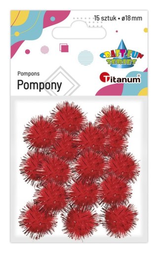 Titanum Pompony Titanum Craft-Fun Series brokatowe czerwone 15 szt (338529)