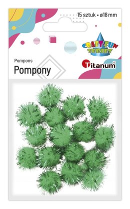 Titanum Pompony Titanum Craft-Fun Series brokatowe zielone 15 szt (338536)