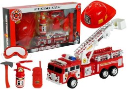 Lean Samochód strażacki Zestaw Strażaka Straż Pożarna Wóz + Kask + Gaśnica Lean (1070)