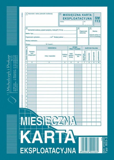 Michalczyk i Prokop Druk offsetowy Michalczyk i Prokop miesięczna karta eksploatacyjna A5 40k. (803-3) Michalczyk i Prokop Druk offsetowy Michalczyk i Prokop miesięczna karta eksploatacyjna A5 40k. (803-3)
