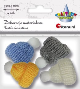 Titanum Ozdoba materiałowa Titanum Craft-Fun Series czapeczki włóczkowe z pomponem (YW-002)
