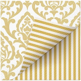 Paw Serwetki Paw Lunch Double Design Portuguese Tiles Stripe (gold) mix nadruk bibuła [mm:] 330x330 (SDLD000409)