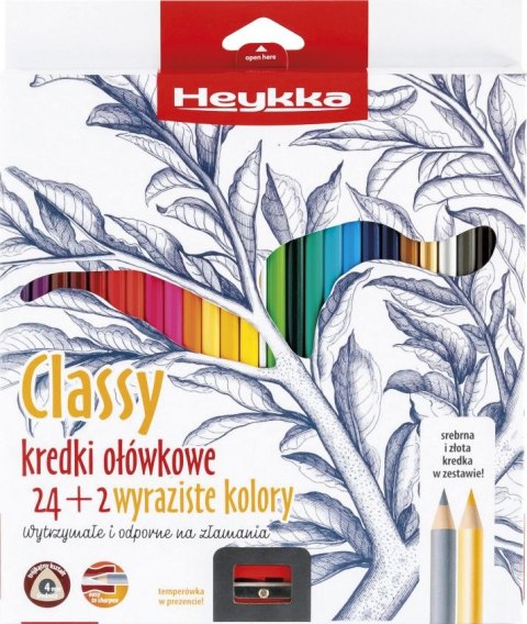 Heykka Kredki ołówkowe Heykka Kredki ołówkowe Classy,trókątne z temperówką 24+2 szt/opk (609008)