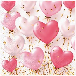 Paw Serwetki Lunch Heart Balloons Rose mix nadruk bibuła [mm:] 330x330 Paw (SDL143600)
