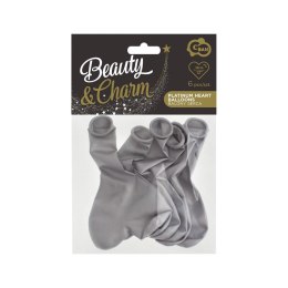 Godan Balon gumowy Godan Beauty&Charm platynowe srebrne serca 6szt. srebrny 300mm 12cal (CB-S6LS)