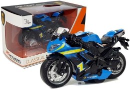 Lean Motocykl z Napędem Frykcyjnym Na Baterie Dźwiękiem 1:14 Niebieski Lean (5971)