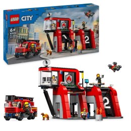 Lego Klocki konstrukcyjne Lego City Remiza strażacka z wozem (60414)