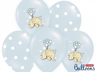 Partydeco Balon gumowy Partydeco 30cm, Słonik, Pastel Baby Blue Mix (1 op. / 6 szt.) niebieski jasny 300mm (SB14P-255-000-6)